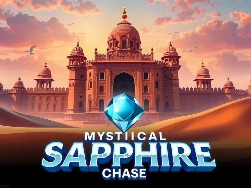Mystical Sapphire Chase game cover showing Rajasthan desert with ancient temple
